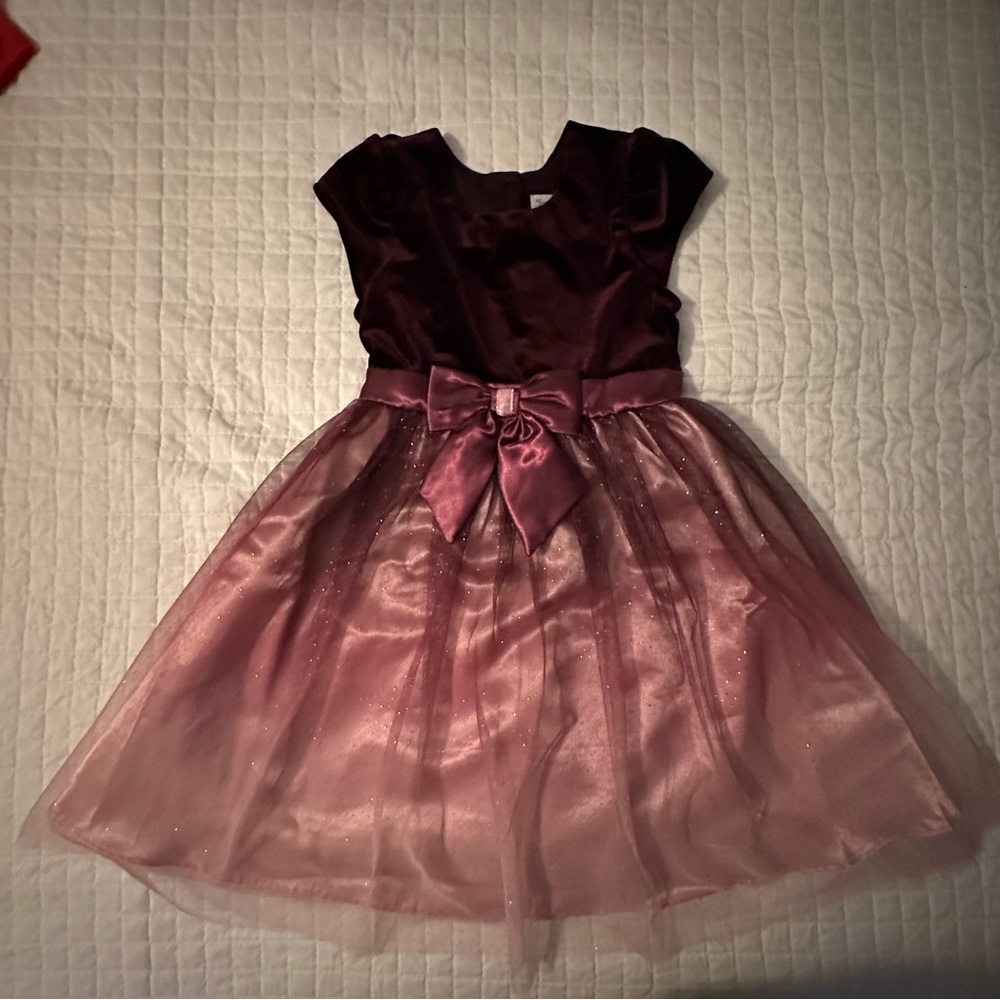 Jona Michelle Satin and Tulle Dress in Deep Purple